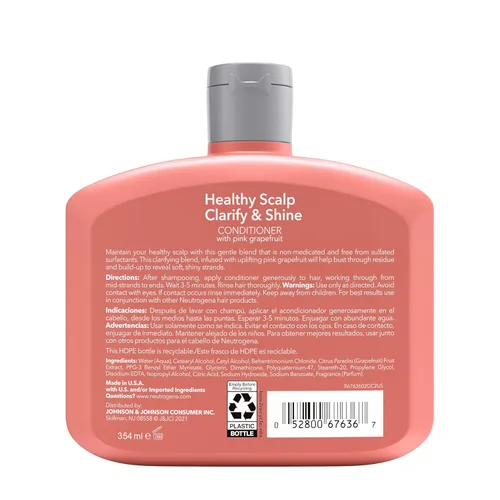 Miniatura 9 de Neutrogena Acondicionador Exfoliante para Cuero Cabelludo Saludable Clarify & Shine para Cabello Graso y Cuero Cabelludo, Acondicionador