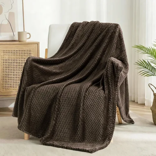 Miniatura 14 de Exclusivo Mezcla - Manta de vellón extragrande para sofá o cama, mantas supersuaves y cálidas con textura de gofre, acogedora, mullida y ligera Azul