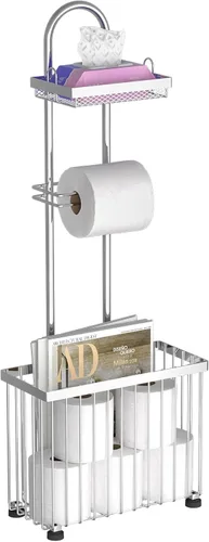 Miniatura 10 de X-cosrack Soporte Independiente para Papel Higiénico Soporte de Toallas de Papel con Estante de Despliegue y Dispensador con Estante de Negro