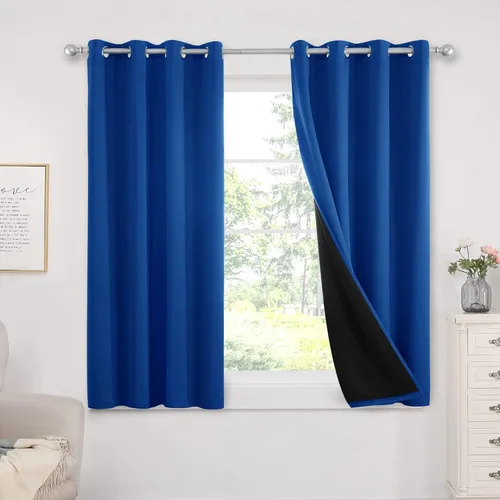 Miniatura 65 de Deconovo Cortinas 100% opacas, cortinas de ventana con aislamiento térmico, paneles reductores de ruido, cortinas de forro negro, con ojales