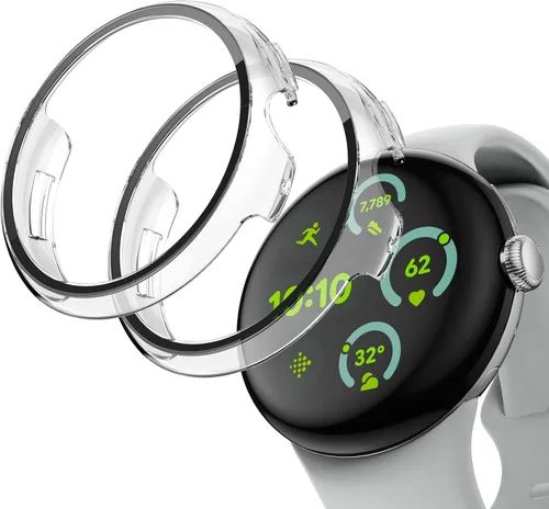 Miniatura 11 de JZK Paquete de 2 fundas protectoras de pantalla para Google Pixel Watch 2 (2023) / Pixel Watch, carcasa protectora general resistente a los arañazos