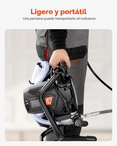 Miniatura 6 de VEVOR - Pulverizador de pintura sin aire de pie de 750 W, pulverizador sin aire eléctrico de alta eficiencia de 3000 PSI, efecto de pintura fino