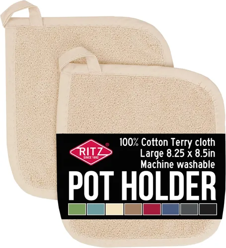 Miniatura 12 de RITZ Agarraderas para ollas y salvamanteles de rizo: Resistente al calor sin igual, duradero 100% algodón – Diseñado ergonómicamente para un agarre