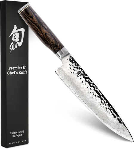 Miniatura 12 de Shun Cutlery Premier - Cuchillo de chef de 10 pulgadas de largo, cuchillo de cocina ligero, ideal para la preparación de alimentos, auténtico Marrón
