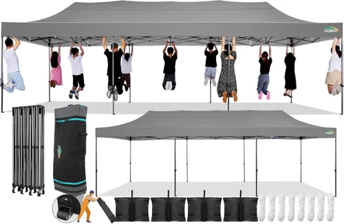 Miniatura 48 de COBIZI Toldo desplegable de 6.6 x 6.6 pies sin pared lateral, toldo resistente UPF 50+ para todas las estaciones, resistente al viento e Azul