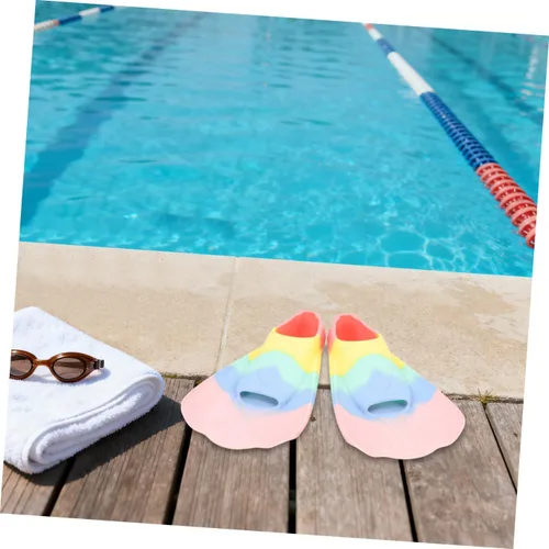 Miniatura 7 de Luxshiny Aletas de natación de silicona flexibles para aletas cortas ligeras y portátiles para entrenamiento de natación, aletas de esnórquel