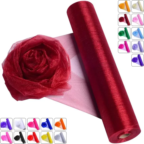 Miniatura 7 de Tela de Organza de Cristal Tul - 16" por 50 Yardas Tela Transparente para Decoración de Fiestas de Boda Despedida de Soltera Tutú Rollo de Malla