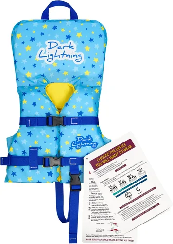 Dark Lightning Chaleco salvavidas para bebés aprobado por USCG de 0 a 30 libras, chaleco de natación para bebé/niños pequeños de 1 a 3 años de edad