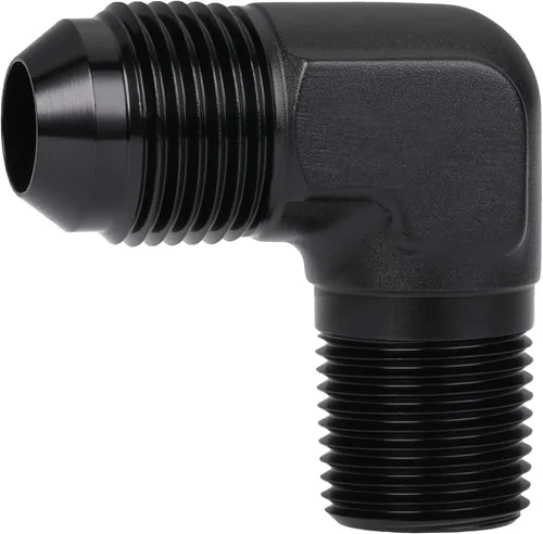 Miniatura 65 de 3AN macho Flare a 1/4 NPT tubo macho 90 grados codo adaptador unión aluminio negro