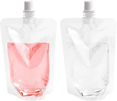 Miniatura 8 de DOERDO - 100 bolsas de bebidas, bolsas de jugo, frascos, transparentes, de pie, para café, agua, cerveza, jugo, leche, 6.8 fl oz/6.8 onzas