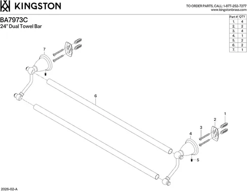 Miniatura 2 de Kingston Brass BA7973C - Toallero doble inglés, vintage, 24 pulgadas, cromo pulido
