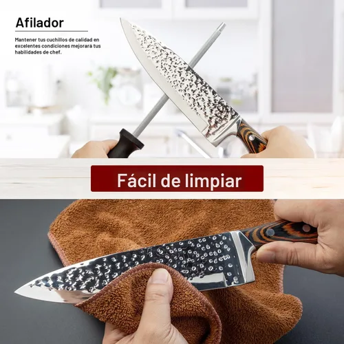Miniatura 4 de Juego de cuchillos de cocina, juego de cuchillos de 15 piezas con bloque de madera, autoafilable para juego de cuchillos de chef, juego de cuchillos