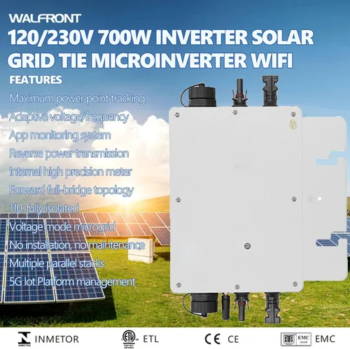 Miniatura 6 de Microinversor de lazo de rejilla solar de 700W, control WiFi móvil APP Monitoreo, salida de CA 120V para el sistema de energía solar casero