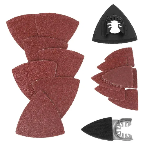 Almohadillas de lijado oscilantes, 82 piezas universales triangulares y hojas de papel de lija de dedo con soportes de acero al carbono para lijado