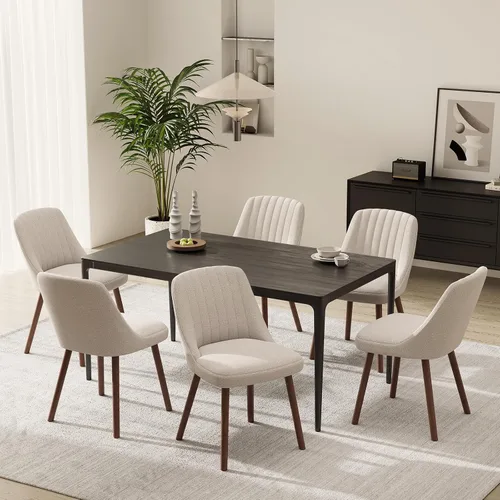 Miniatura 17 de MALOL Juego de 2 sillas tapizadas para comedor, sillas modernas de tela para cocina con respaldo, patas de madera para cocina, comedor, restaurante