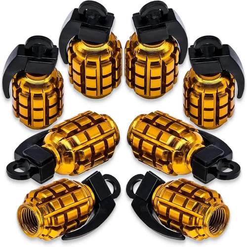 8 tapas de vástago de válvula de neumático, tapas de válvula de neumático de acero inoxidable para automóviles, camiones, SUV, motocicletas, Dorado