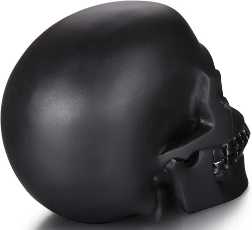 Miniatura 5 de Skullis Calavera de cristal de obsidiana negra esmerilada de 5.0 pulgadas, escultura artística de piedras preciosas talladas a mano, estatua