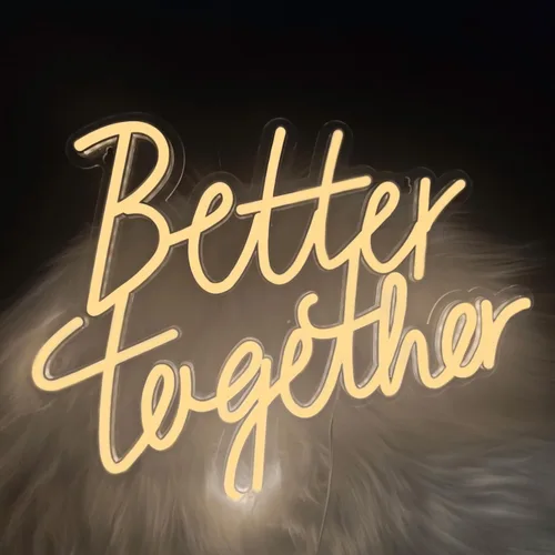 Letrero de neón Better Together, letrero de luz LED de neón ajustable con fondo alimentado por USB, luz colgante para boda, bar, cumpleaños, Feliz