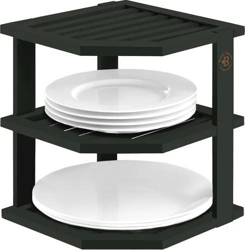 Miniatura 11 de Paquete de 2 organizadores de platos para gabinete, estante esquinero de bambú para almacenamiento de cocina o baño, estante que ahorra espacio