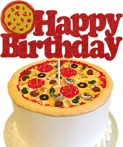 Decoración para tartas de cumpleaños con purpurina de Italia Comida/Pizza Festival/I Love Pizza/Pizza Time/Pizzaria/Pizzaria Temática Feliz