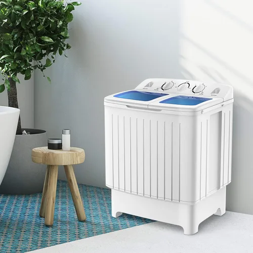 Miniatura 9 de RELAX4LIFE Lavadora y centrifugadora portátil de 20 libras de capacidad, temporizador, mini lavadora y secadora semiautomática para apartamento