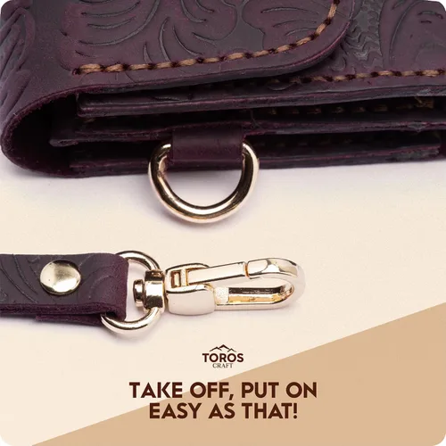 Miniatura 22 de Toros Craft Handmade Leather Wallets for Women, Western Wristlet Wallets, Floral Leather Small Credit Card Holder with Zipper, Minimalist & Cute