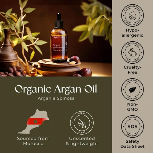 Miniatura 6 de Gya Labs - Aceite de argán marroquí orgánico para el cabello y la piel, reduce el encrespamiento y el cuero cabelludo seco, promueve el crecimiento