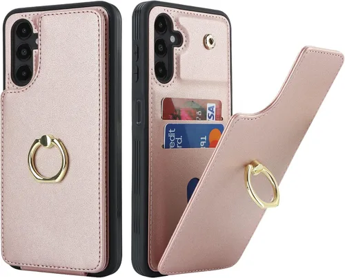 Miniatura 33 de Lipvina Funda para Samsung Galaxy A03s con tarjetero, Galaxy A03s Funda tipo cartera para mujer, tarjetero de crédito, soporte de anillo, fundas
