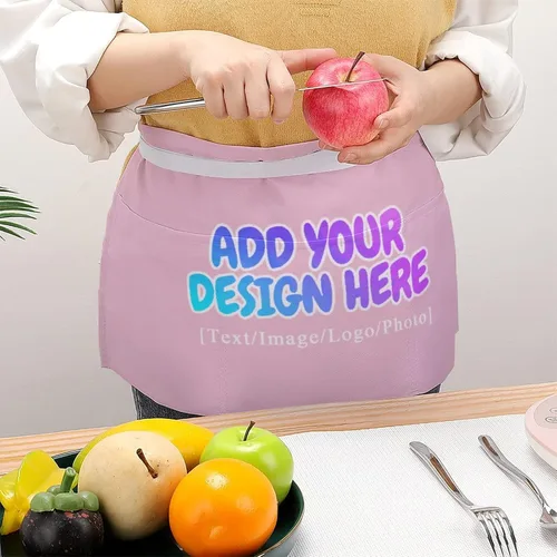 Miniatura 48 de AXKEUDO Delantal personalizado con bolsillos, delantales de cintura para camarera para cocinar en casa, restaurante, servir trabajo
