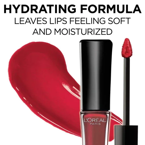 Miniatura 5 de L'Oreal Paris Maquillaje Infallible Brillo labial hidratante de 8 horas, Fiery, 0.21 onzas líquidas