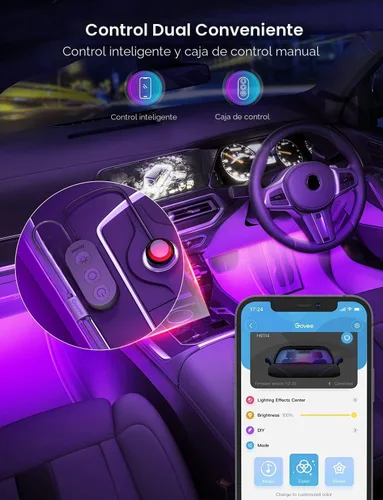 Miniatura 7 de Govee - Luces para interior de auto, tira de luz Led para auto, diseño de dos líneas, impermeables, 4 unidades de 48 ledes, controlador