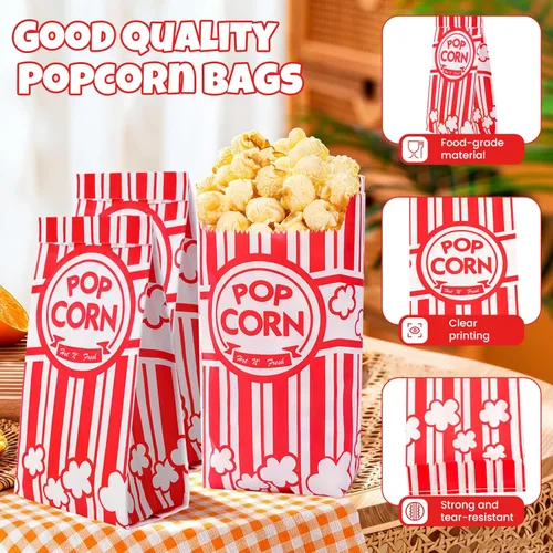 Miniatura 3 de LINSIRON 225 paquetes de bolsas de papel para palomitas de maíz, bolsas pequeñas de palomitas de maíz de 1 onza, servicio individual a granel
