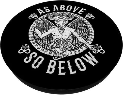 Miniatura 2 de As Arbove So Below I Satanic Baphomet PopSockets Agarre y soporte para teléfonos y tabletas, Negro
