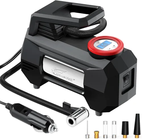 HAUSBELL Inflador de neumáticos de 150 PSI compresor de aire portátil para neumáticos de automóvil, bomba de aire para automóvil, bomba de Inflador
