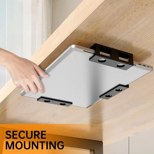 Miniatura 2 de Soporte de 3 piezas para debajo del escritorio para portátil con tablero de fieltro antiarañazos y estante duradero para almacenamiento
