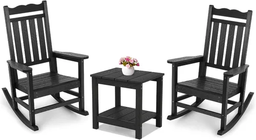 Miniatura 16 de Stoog Mecedora para patio, para todo tipo de clima, soporte de peso de 400 libras, nunca se decolora ni se pudre, para patio trasero, hoguera, Teca