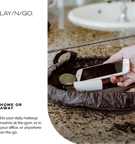 Miniatura 7 de Lay-n-Go Cosmo Layflat - Organizador de cosméticos y maquillaje con cordón y bolsillo con cremallera, bucles para cepillos y más, se ajusta