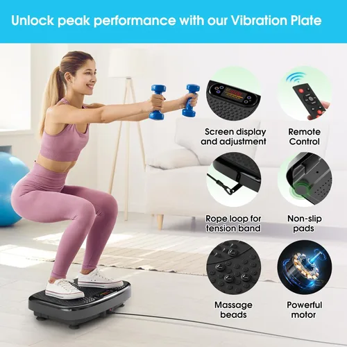Miniatura 3 de SoftGym Waver Vibration Plate Exercise Machine for Lymphatic Drainage Weight Loss,120 Speed Levels Vibrating Platform with Resistance