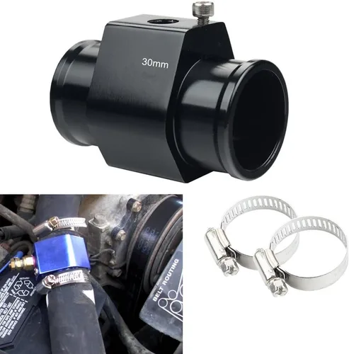 Miniatura 13 de Sensor del radiador de manómetro fabricado en aluminio, adecuado para 1 1/8 - 1 9/16 pulgadas, adaptador, dos abrazaderas para la manguera, 26 mm