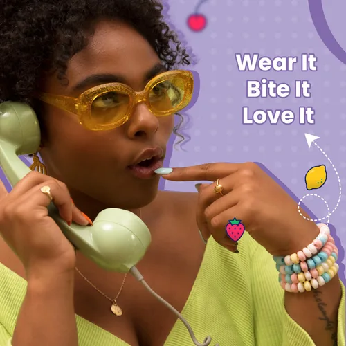 Miniatura 5 de Smarties Collar de caramelo – Caramelo a granel envuelto individualmente – Sin gluten y vegano, sabor a fruta, caramelo duro en cuerda elástica