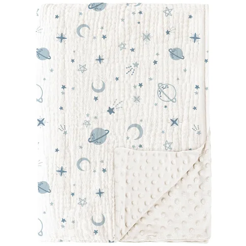 Miniatura 16 de Konssy Mantas para Bebé Unisex para Niños y Niñas, Mantas de Guardería Minky Súper Suaves con Frente de Algodón de Muselina y Respaldo de Vellón