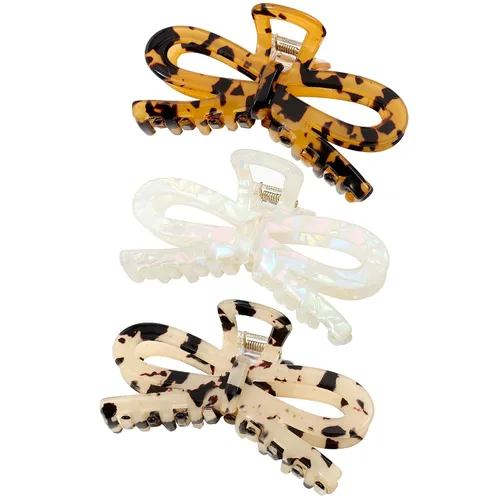 Miniatura 9 de Jayongnee - 3 pinzas para el cabello con lazo para mujer, pinzas antideslizantes para cabello fino o grueso, bonitos accesorios de mariposa