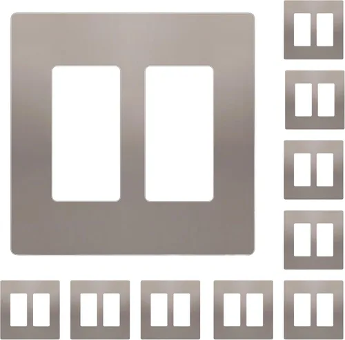 Miniatura 18 de ENERLITES Placas Decorativas de Pared sin Tornillos Cubiertas de Tomacorrientes Seguras para Niños, Tamaño 2-Gang 4.68" H x 4.73" L, Policarbonato