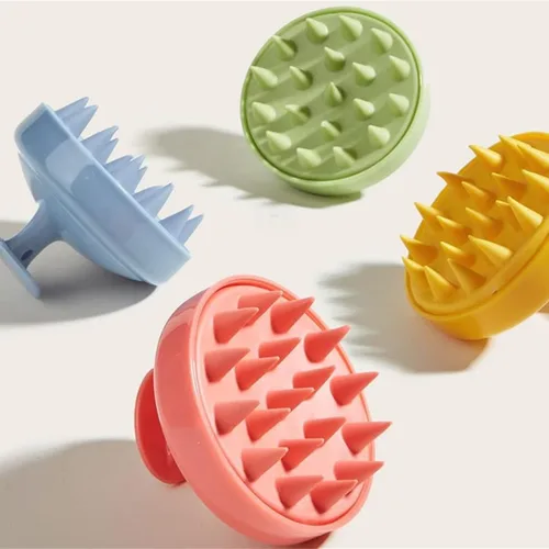 Miniatura 3 de Masajeador de cuero cabelludo para el cuero cabelludo, cepillo de silicona suave, cepillo de champú, exfoliante del cuero cabelludo para el 1PC-Rojo