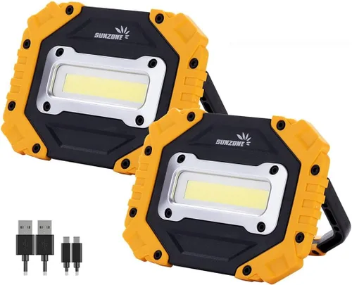 Miniatura 8 de sunzone Luz de trabajo LED recargable, foco de luz de inundación portátil 2 en 1 iluminación para sitio de trabajo con bases magnéticas, luz LED