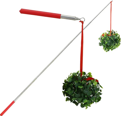 Iconikal Paquete de 2 muérdagos extensibles en un palo, divertido regalo de Navidad para cabina de fotos, broma navideña