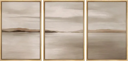Miniatura 76 de SIGNWIN Lienzo enmarcado para pared, juego de arte abstracto de serenidad costera, ilustraciones abstractas junto al mar, arte moderno, decorativo