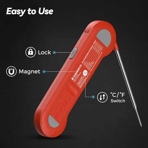 Miniatura 7 de Termómetro digital de lectura instantánea de 0.5 segundos para carne con precisión de ± 0.5 ℉, termómetro de alimentos para cocinar utensilios