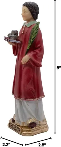 Miniatura 4 de VILLAGE GIFT IMPORTERS Estatua de San Esteban Santo patrón de los diáconos, albañiles y albañiles de piedra Decoración cristiana para el hogar