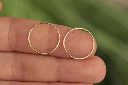 Miniatura 74 de Aretes de aro de oro de plata – Aretes de aro para mujer, dos piezas de aros de plata fina rellenos de oro, aro de hélice, anillo de tragus, aro
